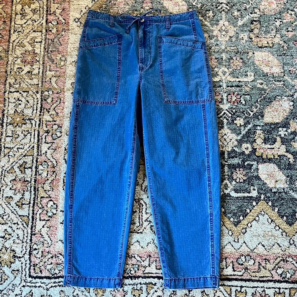 Madewell Indigo Ripstop Drawstring Cargo Pants Blue Sz 26 - Picture 5 of 10
